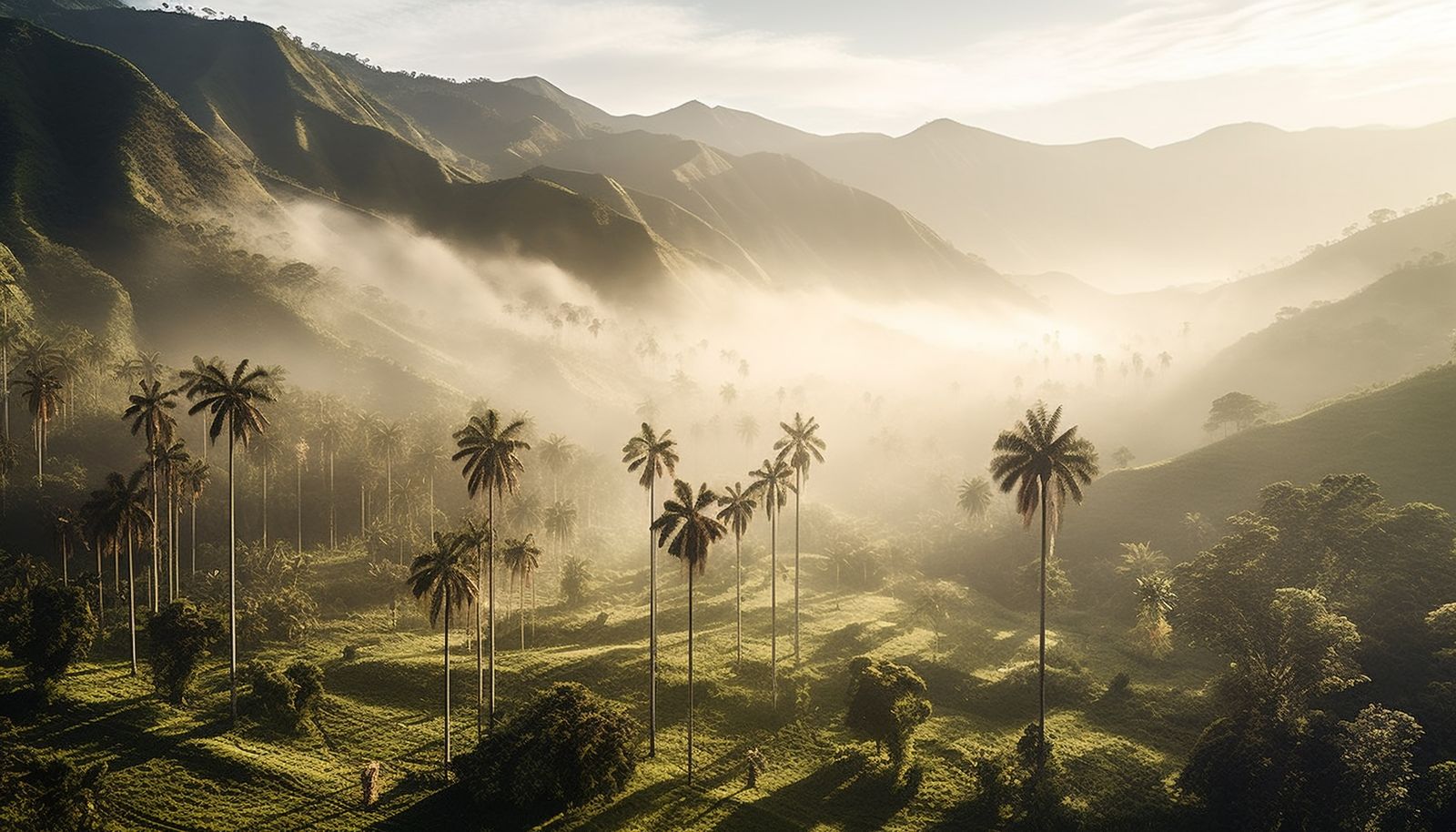 palm trees mountains background